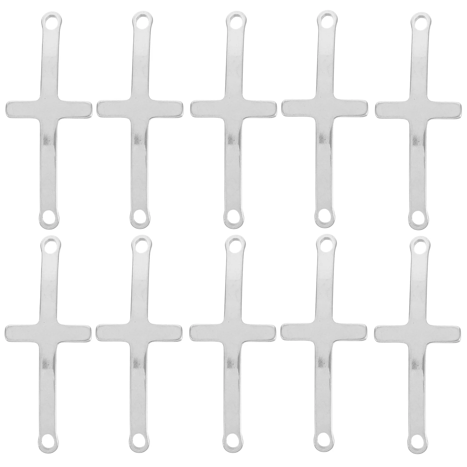 

10pcs Cross Pendant with Hole Stainless Steel Jewelry Making Charms for Bracelets Earrings DIY Accessories Silver Color