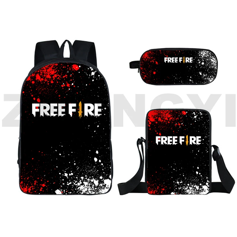 

New Casual Backpack Anime Free Fire Travel Bookbag Bagpack School Bag 3 Pcs Set 16 Inch Free Fire Garena Back Pack for Teenagers