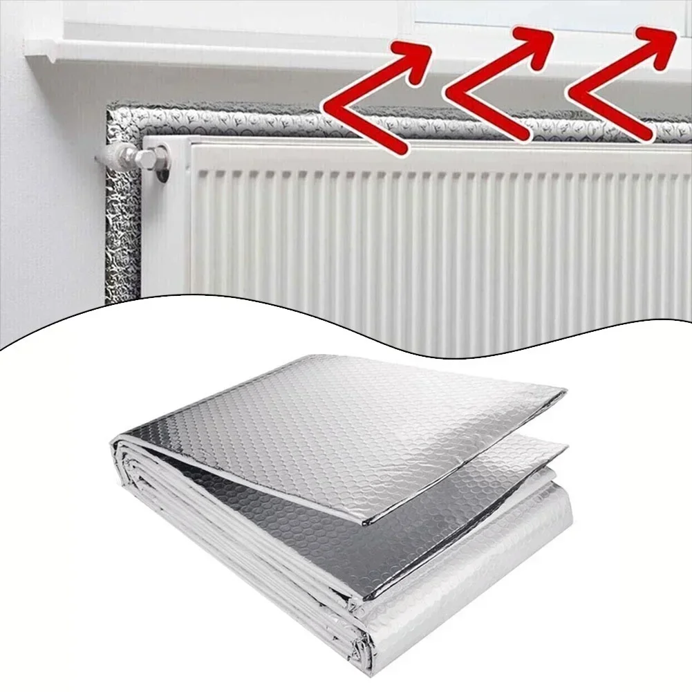 Radiator Heat Reflector Back Foil Heat Reflective Length 5M Heat Energy Saving Film Pad Aluminum Film With Sticker Heat  60cm*5m