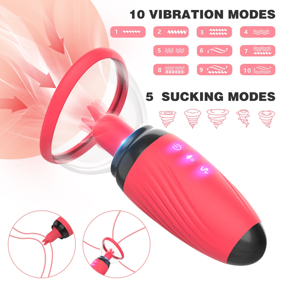 Nipple Stimulation Licking Vibrator Breast​ Enlargement Massager Vagina Clit Sucker Famale Masturbator Erotic Sex Toys for Women