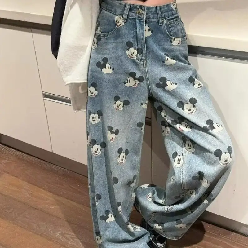 Amerikanische Retro-Jeans im neuen Stil für Mädchen, Cartoon-Design, Frühling und Herbst, neue Kollektion für Teenager, lockere, lässige, weit geschnittene Hosen, süße Freizeithosen