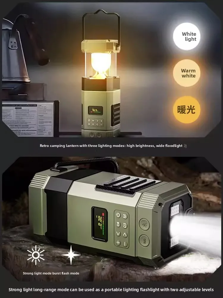 Multi-Function Emergency Radio | Hand-Crank Solar Bluetooth Speaker with Camping Flashlight