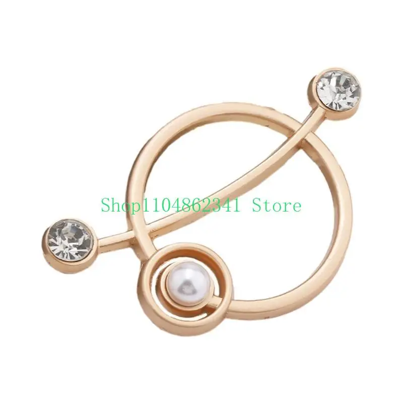 

652F Round Brooch Clip Dress Shirt Brooch Decorative Brooch Ring Buckle for Female