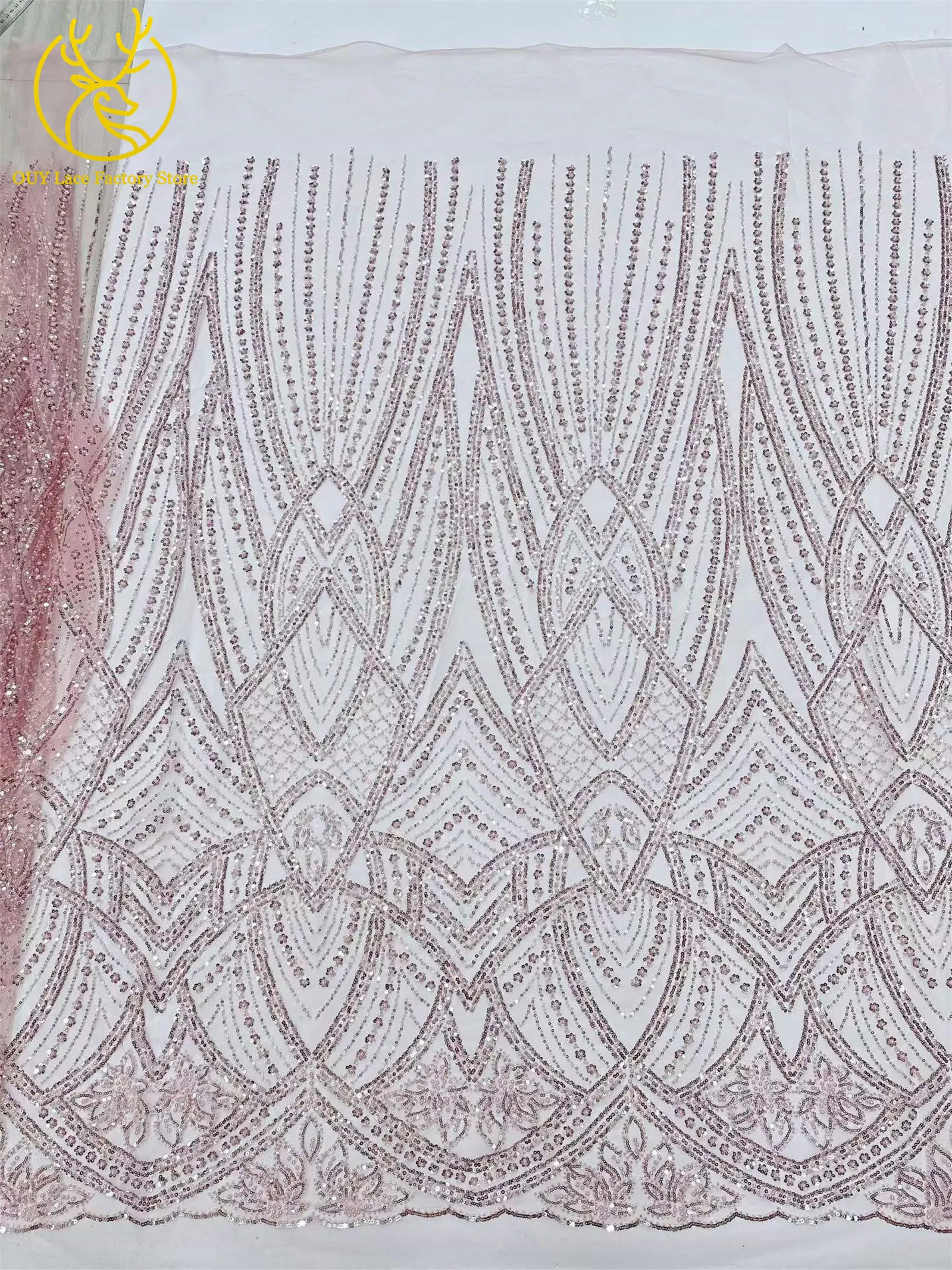 Tela de encaje africana con cuentas doradas, tela de encaje de tul nigeriano de alta calidad 2026, adecuada para coser vestidos de fiesta de boda, 5Y