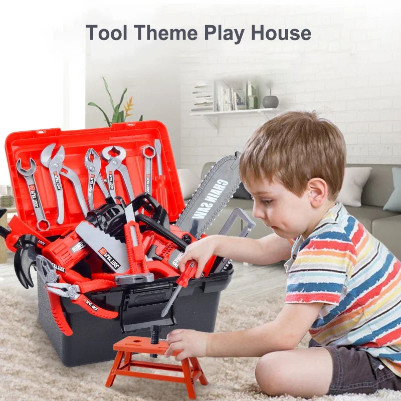 42PCS Tool Box Set Toy Simulation Repair Play House Toy Boy Repair Electric Drill Screwdriver Play House Complete Set