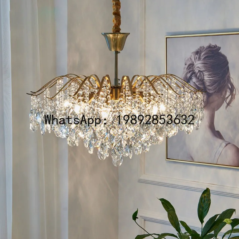 HYS Vintage Bedroom Light Dining Room Home Living Room Room Light Crystal Pendant Light