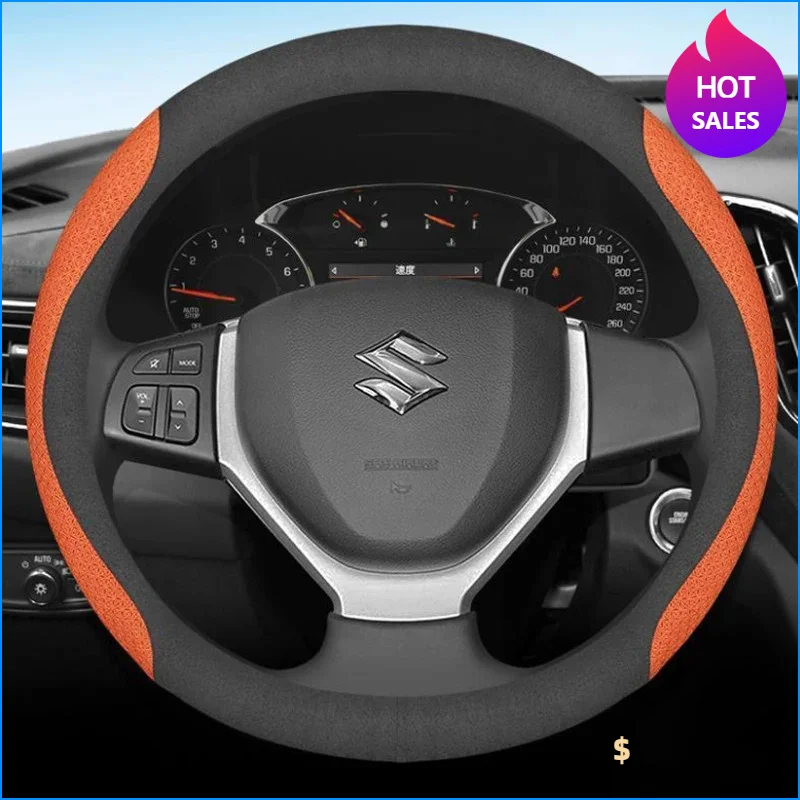 Leather Car Steering Wheel Cover for Suzuki Vitara Jimny Swift Ignis SX4 Baleno 2015 2016 2017 2018 2019 2020 Auto Accessories