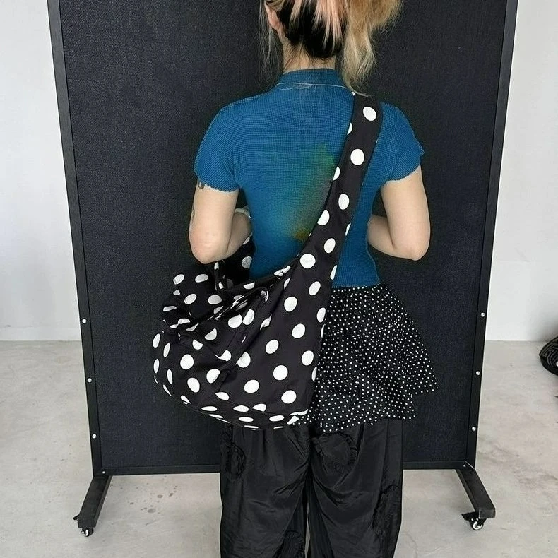 

Polka Dot Crossbody Large Capacity Double Pocket Single Shoulder Crossbody Bag