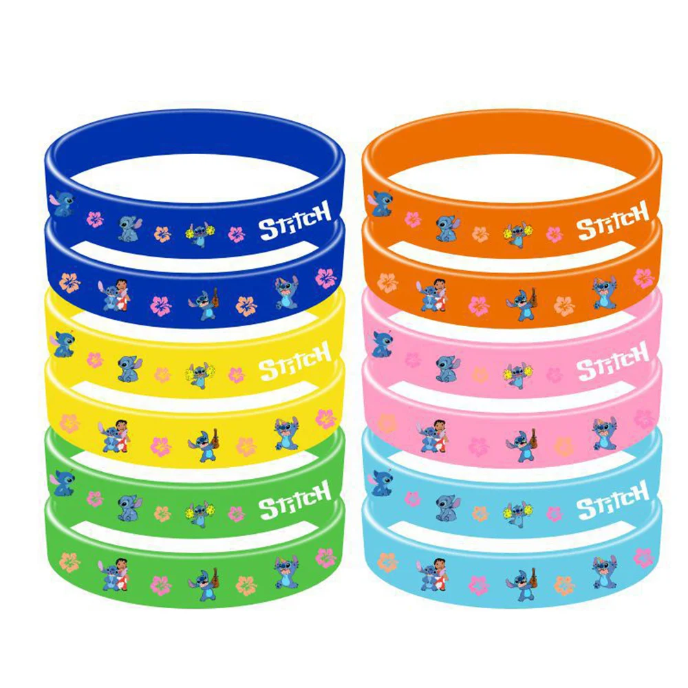 6/12Pcs Disney Lilo&Stitch Bracelet Anime Figure Stitch Silicone Kids Wristband Toy Cosplay Accessories Girls Kids Birthday Gift