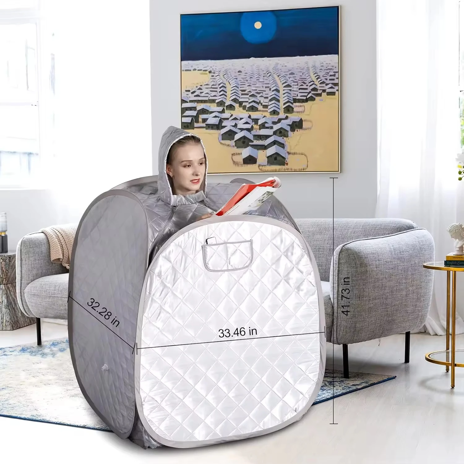 Home Foldable Steam Sauna Sweat Tent With Hood Detox Therapy Weight Loss Stress Relief Spa Cabin