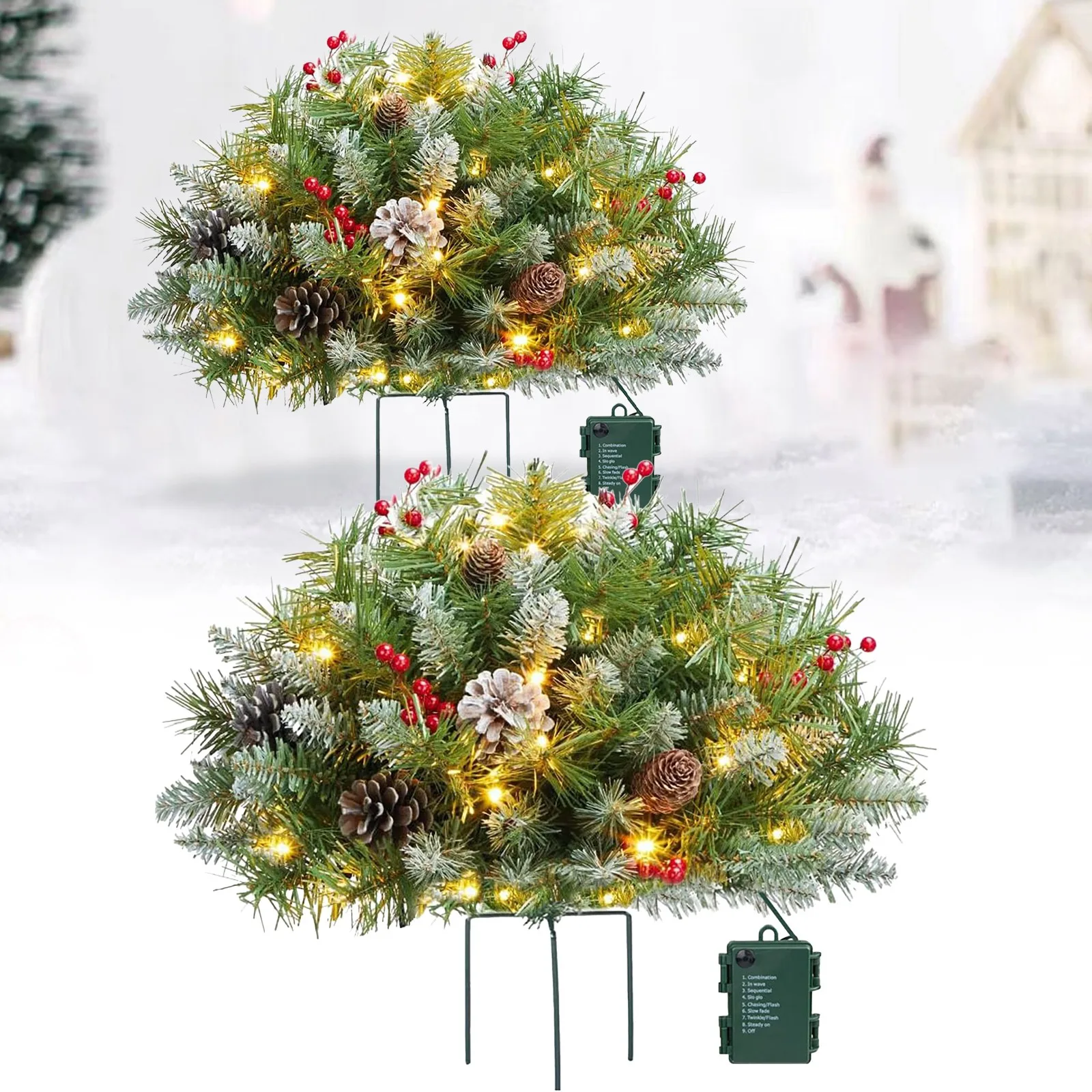 

LED Christmas Tree With Lights Artificial Pine Ground Plugs Outdoor Christmas Tree With Tripod Stake Christmas Decorations Props