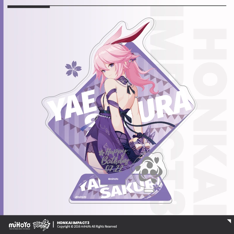 3D Game Honkai Impact 3 Yae Sakura Birthday Theme Gift Box Anime Acrylic Stand Metal Badge Halloween Pendant Xmas Statue Figure