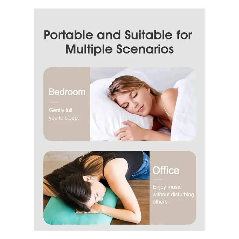 ABMF Bone Conduction BT 5.3 Speaker Under Pillow Stereo Mini Portable Music Box TF Card Player Timed Shutdown