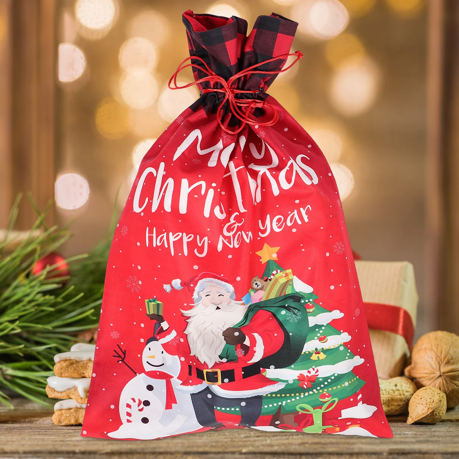 

Christmas Gift Bag Xmas Drawstring Candy Storage Pouch Reusable Festival Party Favor Packing Bag Party Candy Bags