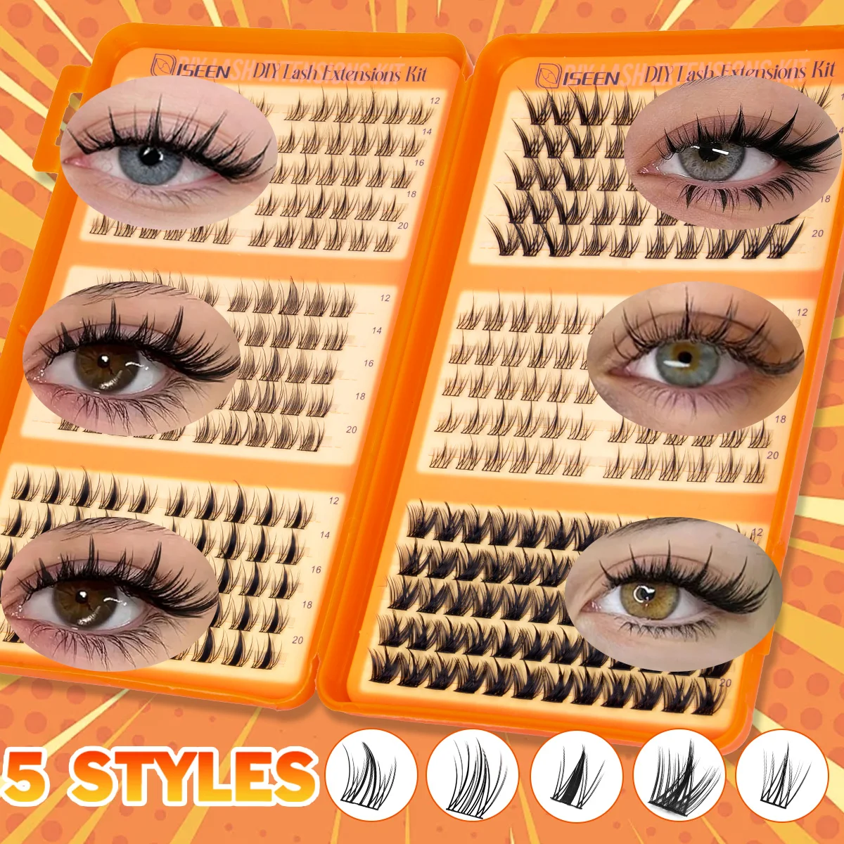 DIY Lash Clusters Volume Eyelash Manga Fairy Individual Eyelash Extensions Reuseable Mix Styles for Daily Use or Party Makeup