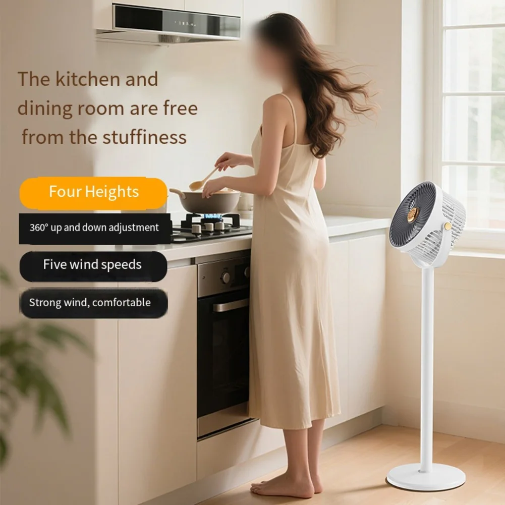 Rechargeable Vertical Fan For Camping Quiet 360° Oscillating Standing Fan With 5  Settings Desktop Circulating Fan For Office