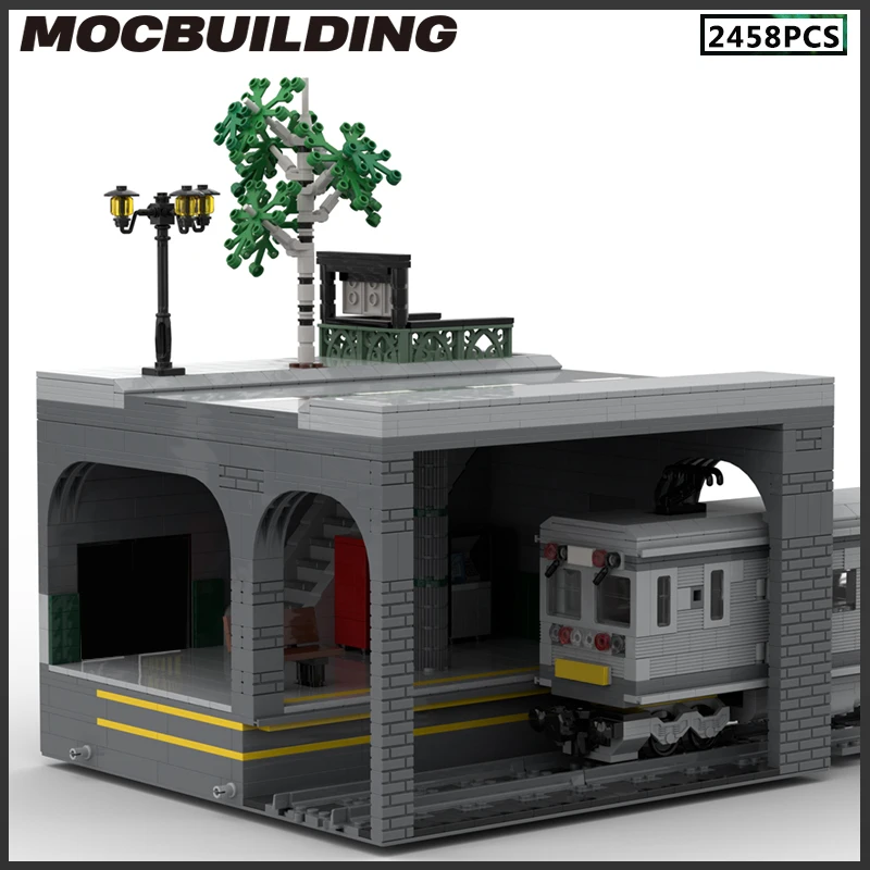 MOC Building Blocks Underground Metro Station Modular Model City Architecture Landscape DIY Bricks Assemble Toy Christmas Gift