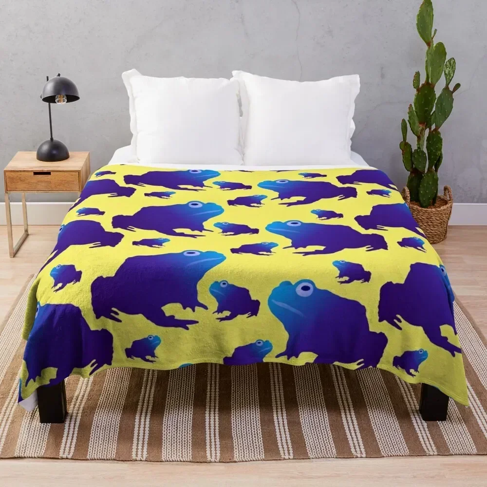 

Blue Toad Pattern (on yellow) Throw Blanket Ultra Plush Cozy Blanket for Napping Sleeping
