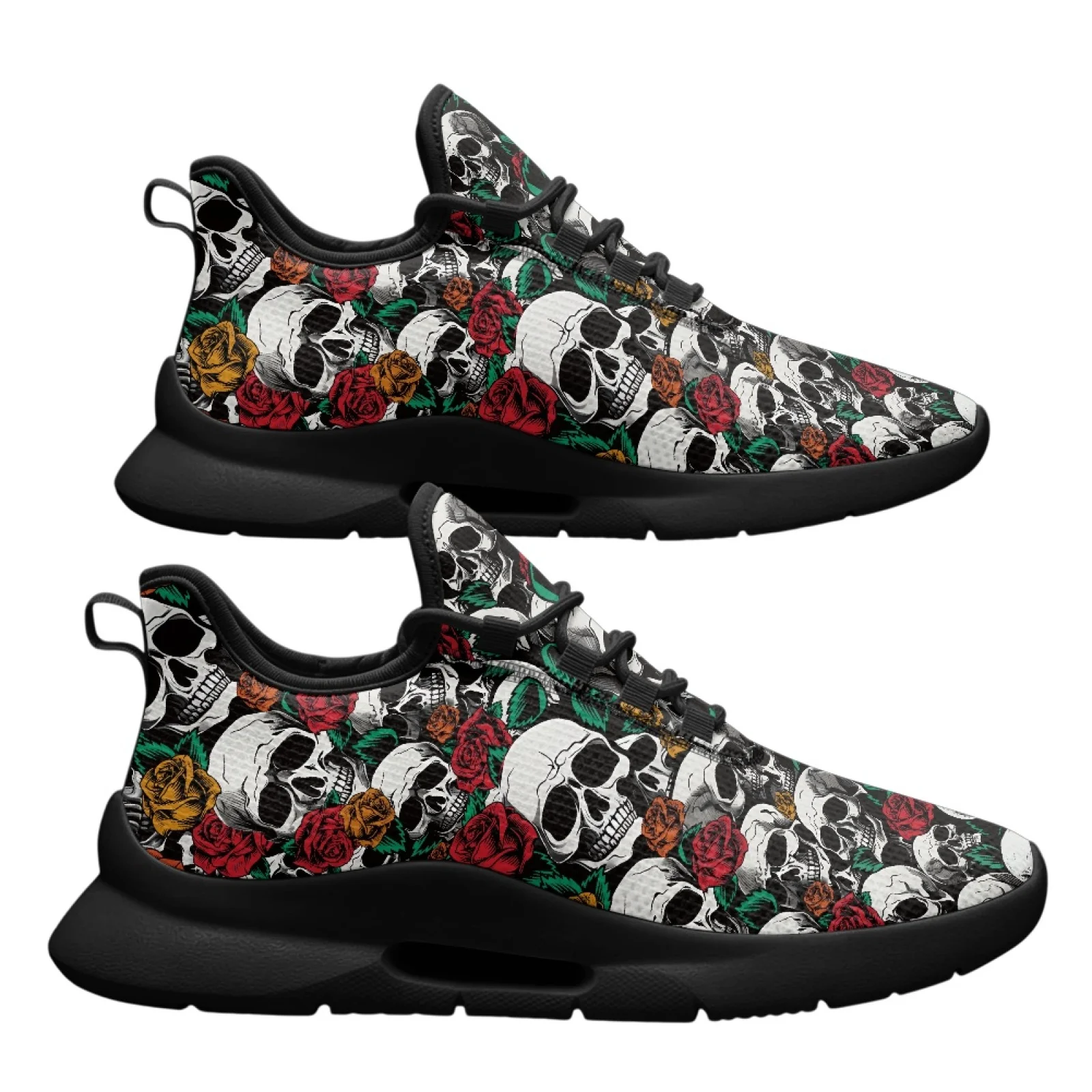 PENSTROLL Skull and Rose Formal Walking Shoes for Men Street Jogging, Classic Men's Fashion Sneakers