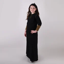 Teenager/Damen Maxirock für Mädchen, Sommer, vier Jahreszeiten, Kinderkleidung, Mädchenkleidung, 2-Farben-Rock, Bund, elastisch, schwarz, Waffel