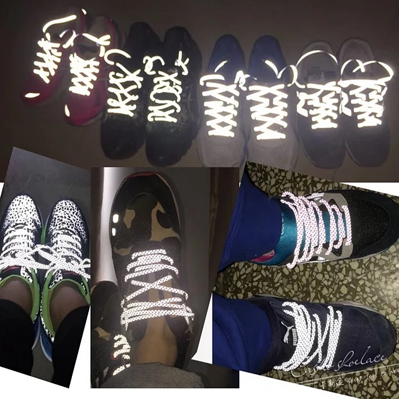 1Pair 19 Colors 3M Reflective Shoelaces Round Sneakers Shoe Laces Kids Adult Outdoor Sports Shoelaces Length 100 120 140 160CM