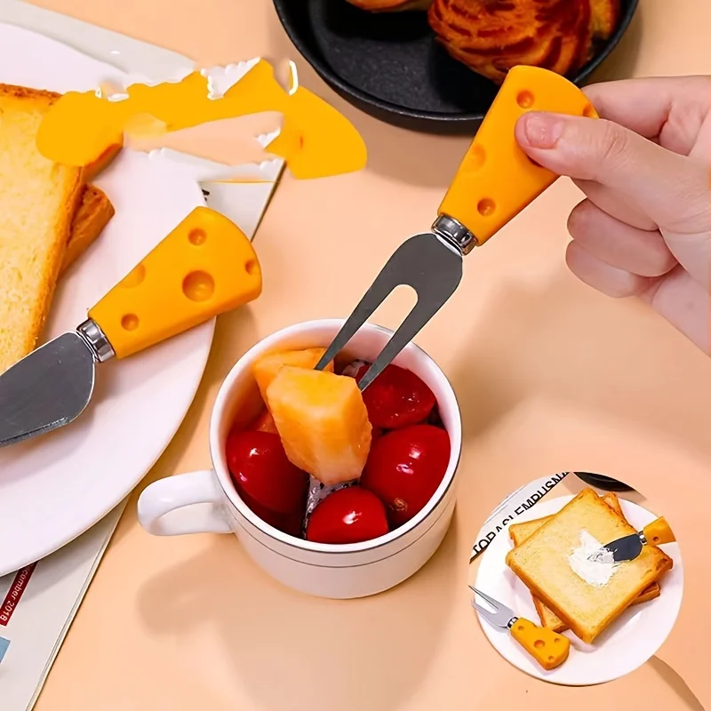 5-Piece Set Stainless Steel Cheese Fruit Knife Fork Spoon - Cutlery Kit for Cheeses And Deli