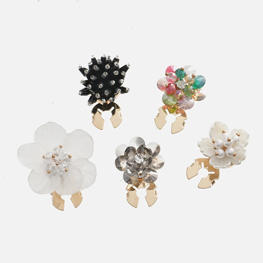 1PCS Pearl Rhinestone Flower Cufflinks for Women Suit Shirt Buttons Covers Fashion Jewelry Accessories Decoration Gifts
