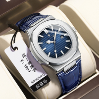 Casual Business New Sports Leather Clock Men Luxury Watch Automatic Watches Mens Fashion Quartz Wristwatches Gifts Montre Homme