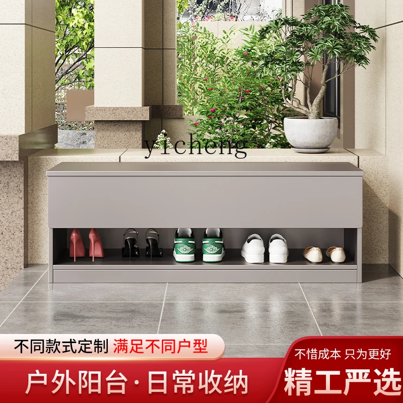 GZ aluminum alloy sunscreen storage stool multi-functional shoe cabinet outdoor waterproof balcony storage small stool
