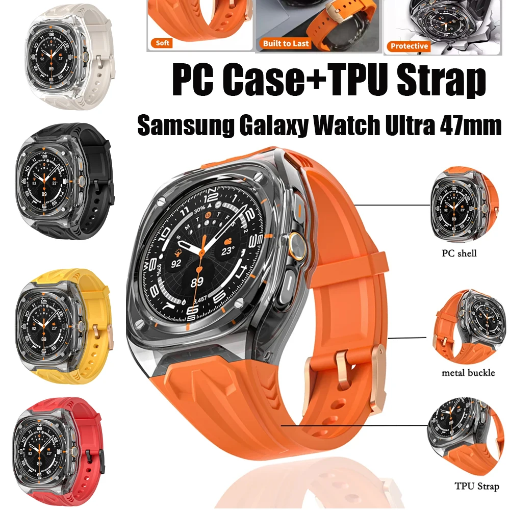 PC-Gehäuse+TPU-Armband für Samsung Galaxy Watch Ultra 47mm Integriertes Modifiziertes Komfortables Armband Galaxy Watch Ultra 2025