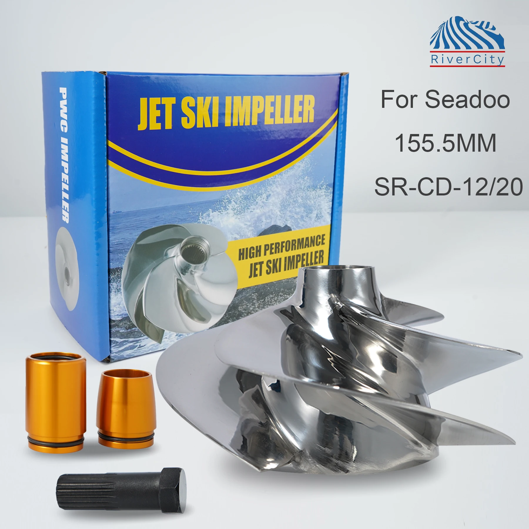 Replacement for Seadoo GTX 4-tech Limited Supercharge 185HP Jet Ski Impeller SR-CD-12/20 155.5MM 4 Blades Polished PWC  Parts