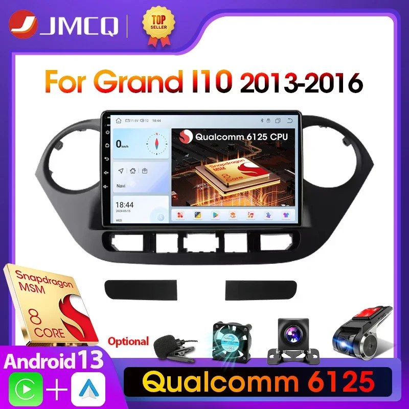 JMCQ-Autoradio Android 13, Navigation GPS, Lecteur MultiXXL Vidéo, Système Stéréo Carplay, 2DIN, pour Voiture Hyundai Grand I10 (2013-2016)