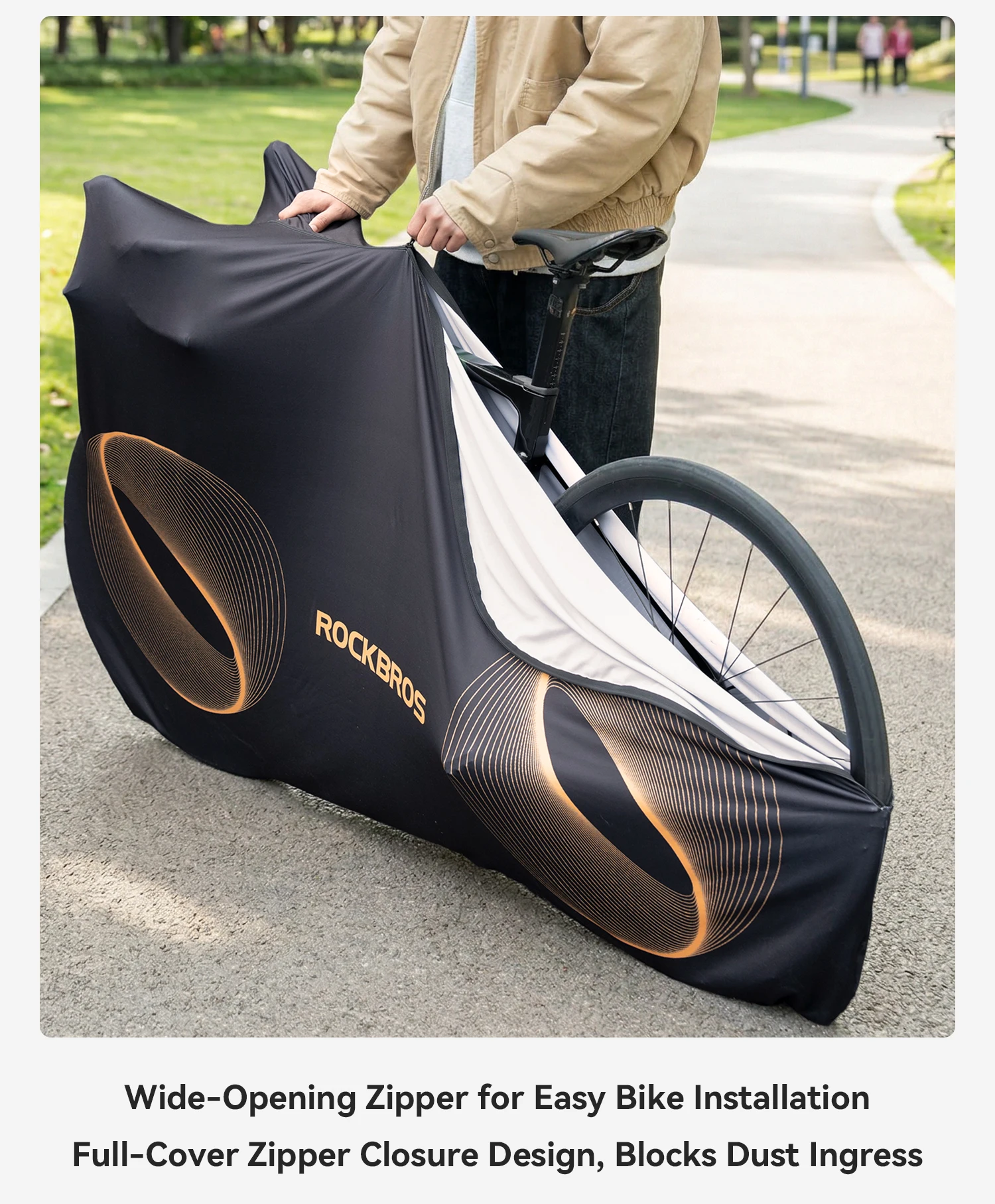 ROCKBROS Fahrrad-Schutzausrüstung Vollständige Abdeckung 24-29 Zoll MTB Bike / 700C Rennrad Staubdichte Schutztasche Vollständiger Schutz – Detail 5