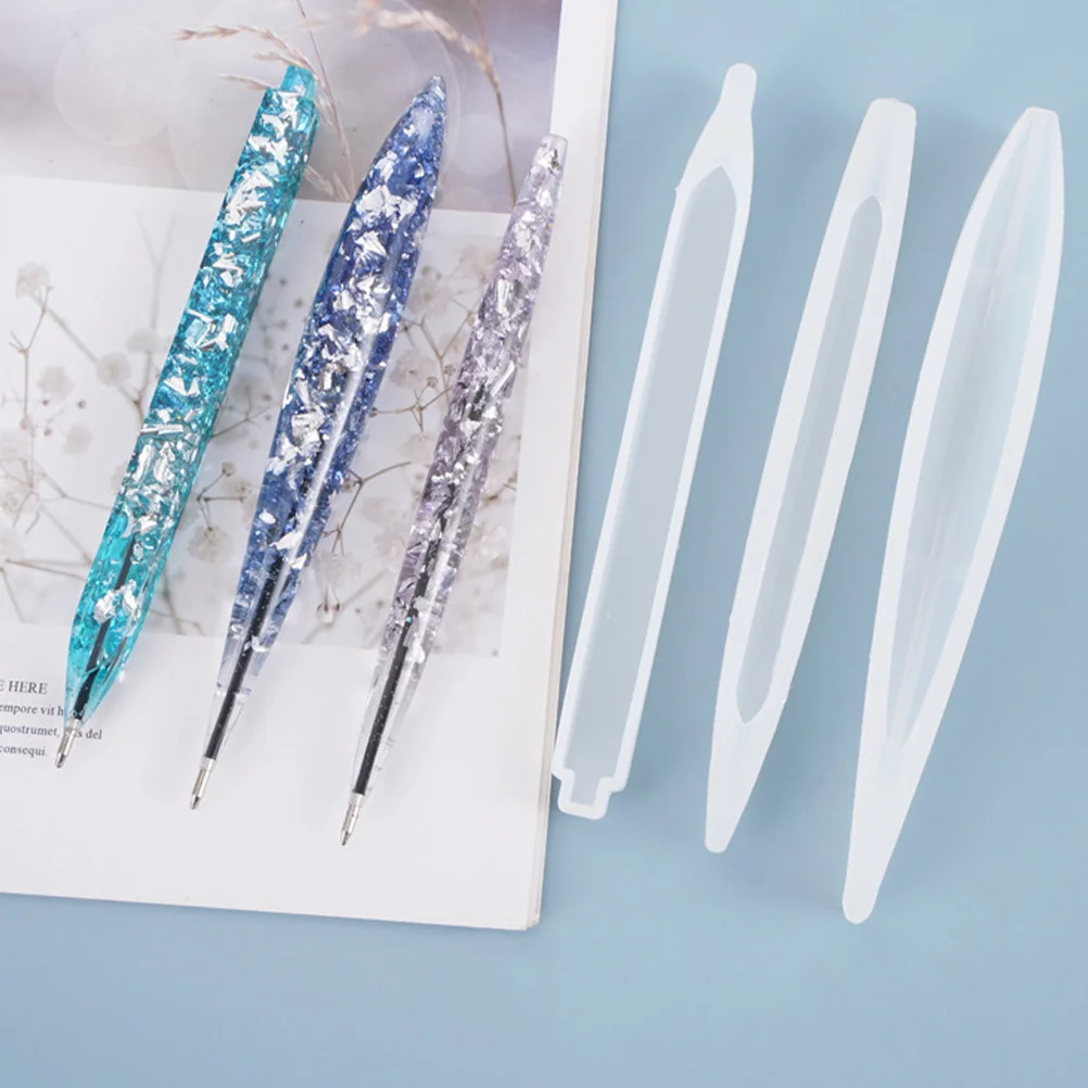 

3 Pcs Silicone Ballpoint Mold Pen Casting Molds Epoxy DIY Shape for Resin Crafts