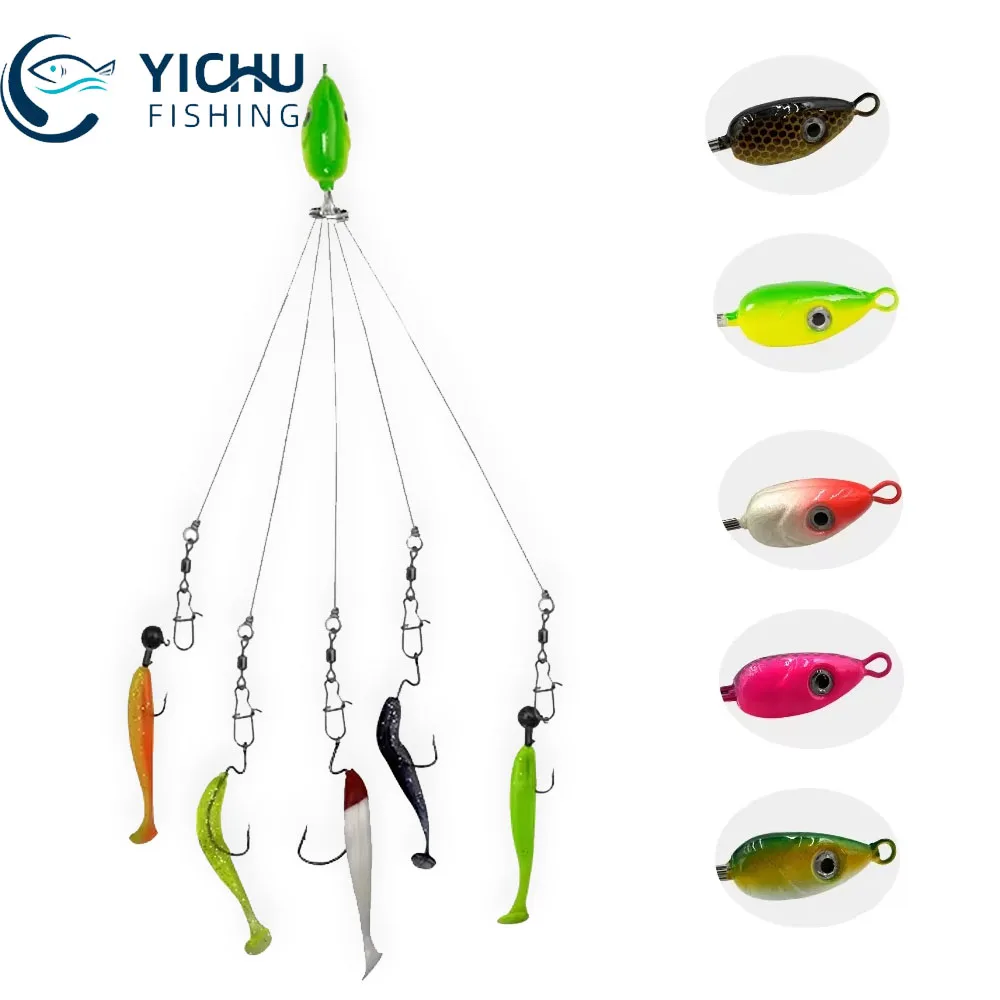 Accesorio de pesca Alabama de 5 brazos para pesca de lubina con accesorio de cebo giratorio de barril