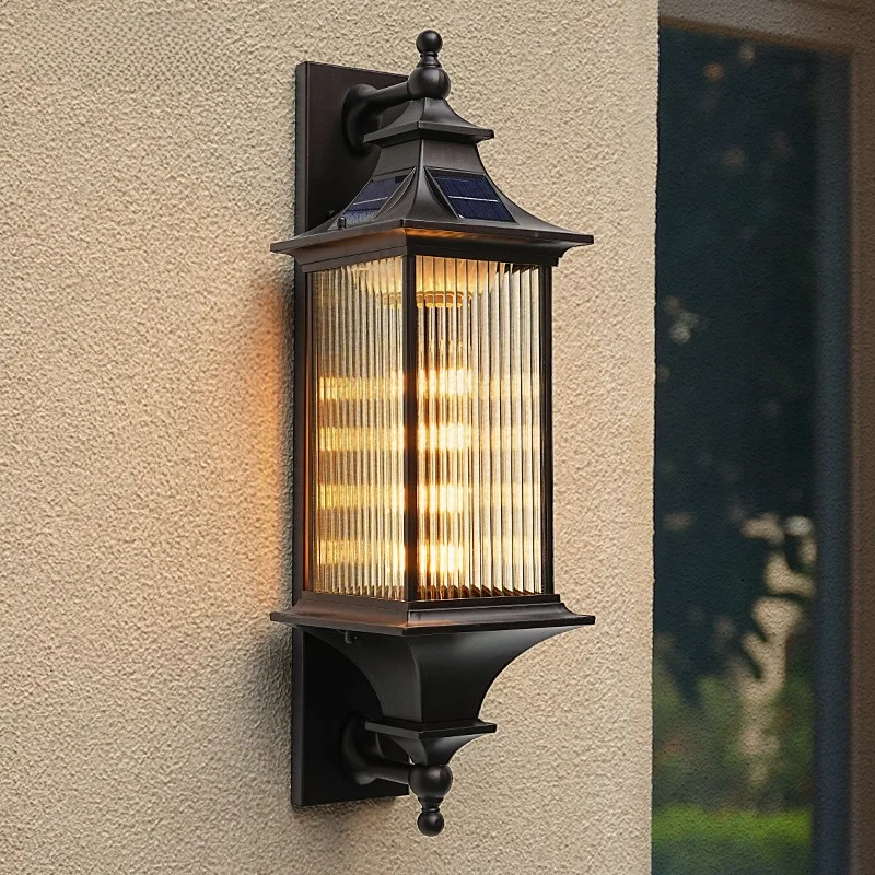 Outdoor Wall lamps Waterproof Villa Courtyard Lamps Wall Lamps On Both Sides Of The Gate Solar-Powered Gate Entrance Wall Lamps