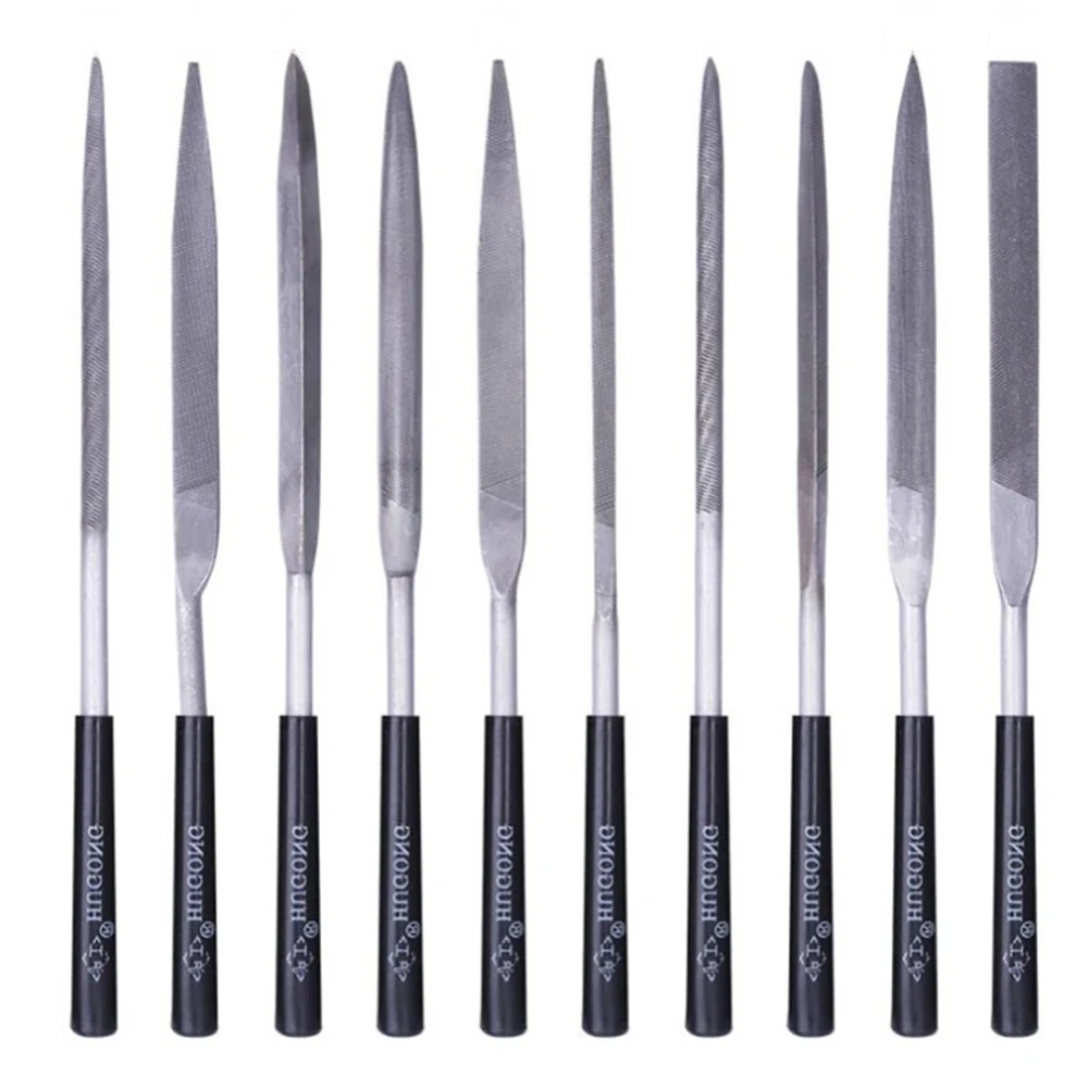 5/10 Pcs/Set High-Carbon Steel Precise Needle File Set with Non-Slip Ergonomic Handles, for Wood/Plastic/Model Filing