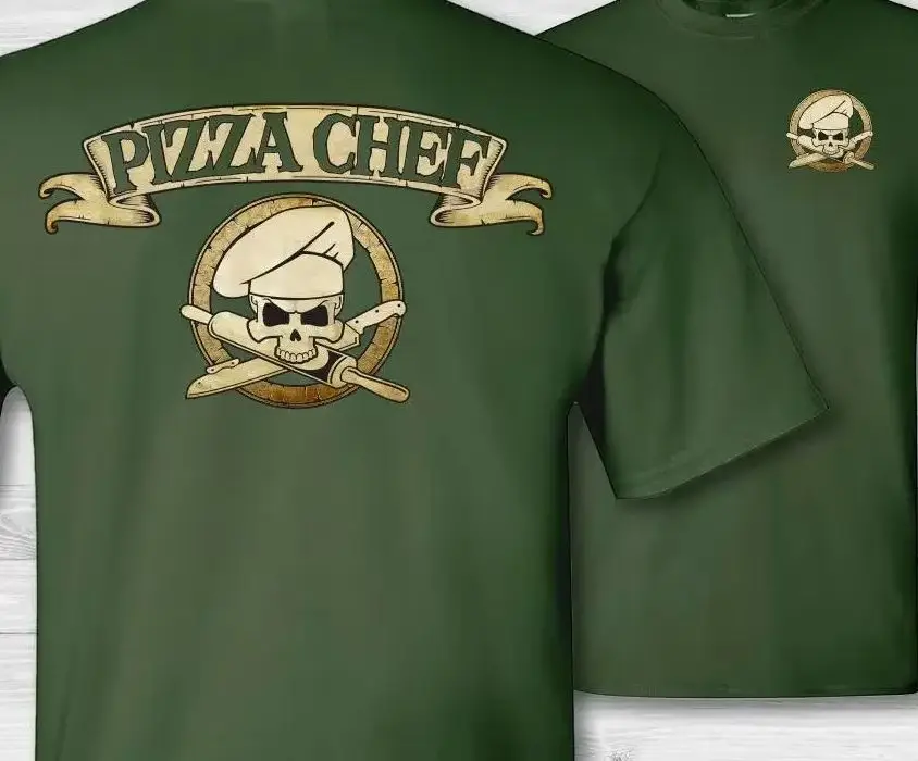 

Мужская футболка Pizza Chef скрещенными костями - футболки Pizza Parlor Baker Chefs с черепом и значком