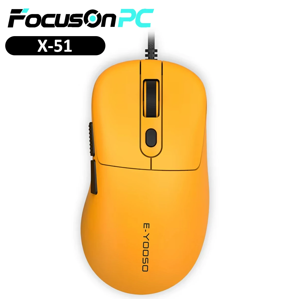 Mouse Gamer com Fio USB FocusOnPC X-51, 24000 DPI, 6 Botões Programáveis, Mouse Óptico Ergonômico para PC, Laptop e Computador