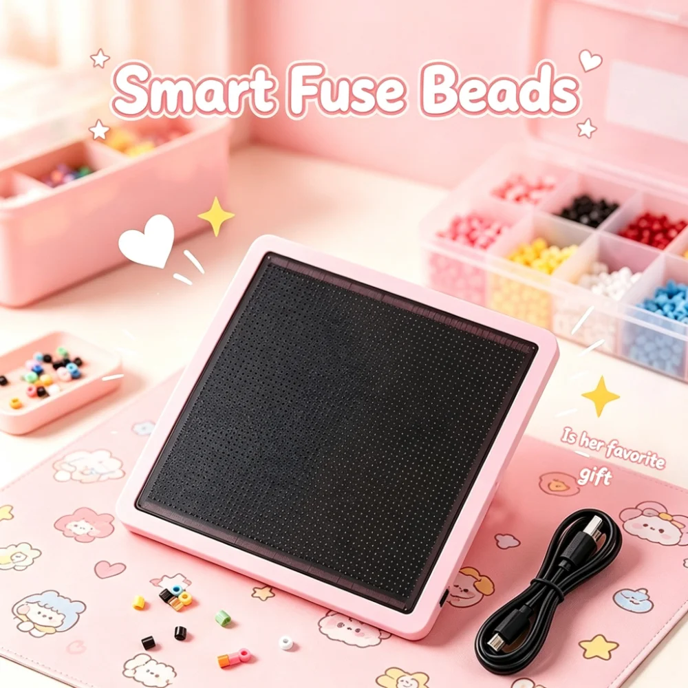Christmas Birthday Gift LED Light Fuse Bead Board, Bluetooth App Controlled Pixel Art Pegboard, DIY Smart Pattern Room Decor