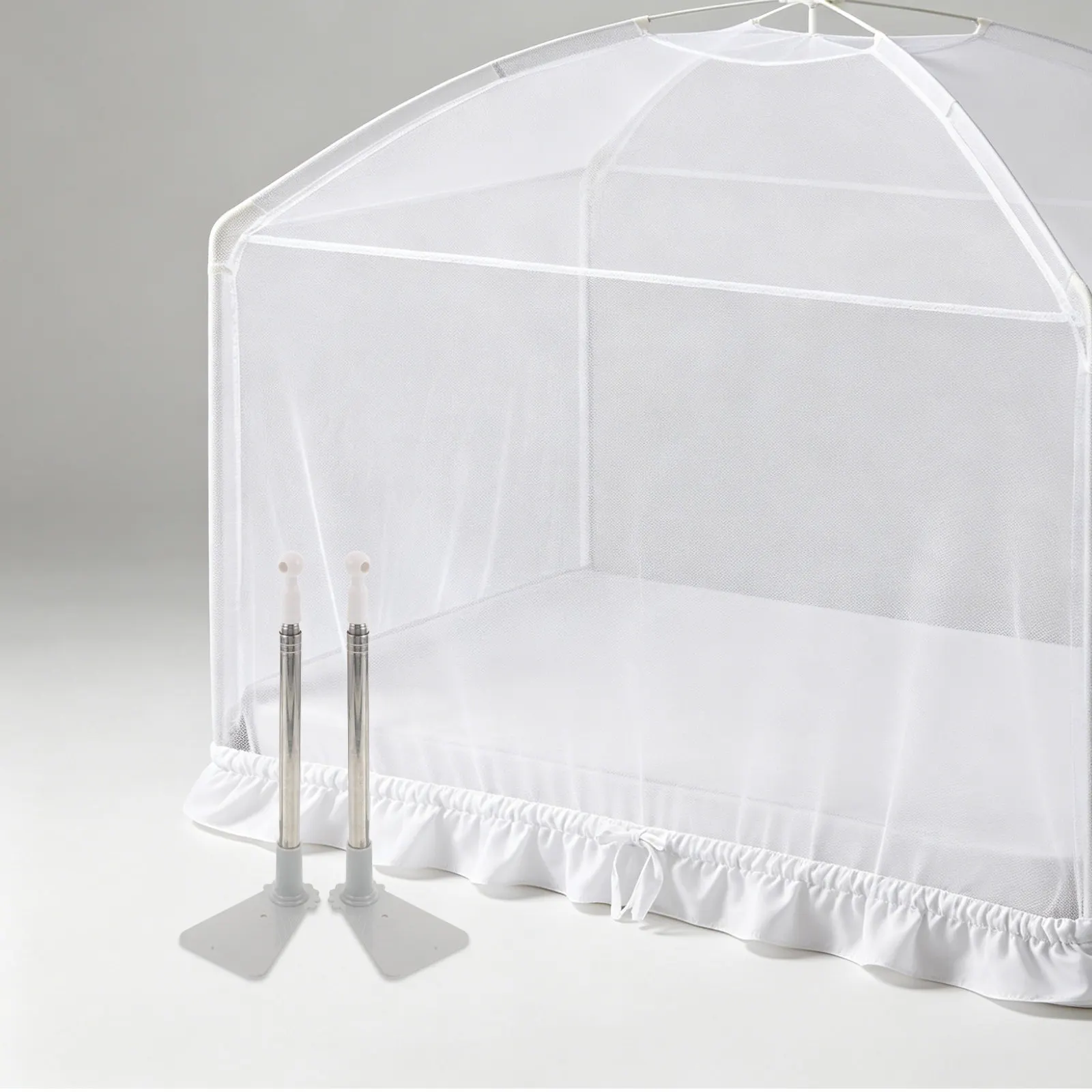2Pcs Mosquito Net Support Adjustable Telescopic Bed Canopy Extension Poles No Drill Hanging Dome Stand Universal Fit All Beds