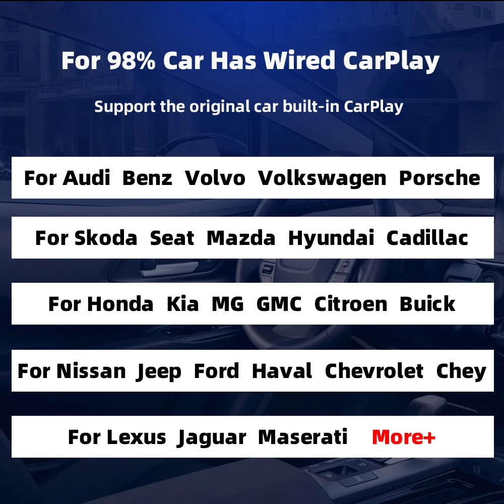 EKIY A1 Mini Carplay Wireless for Toyota Mazda Nissan Camry Suzuki Subaru Citroen Audi Mercedes Kia Ford Opel IOS15 Spotify BT