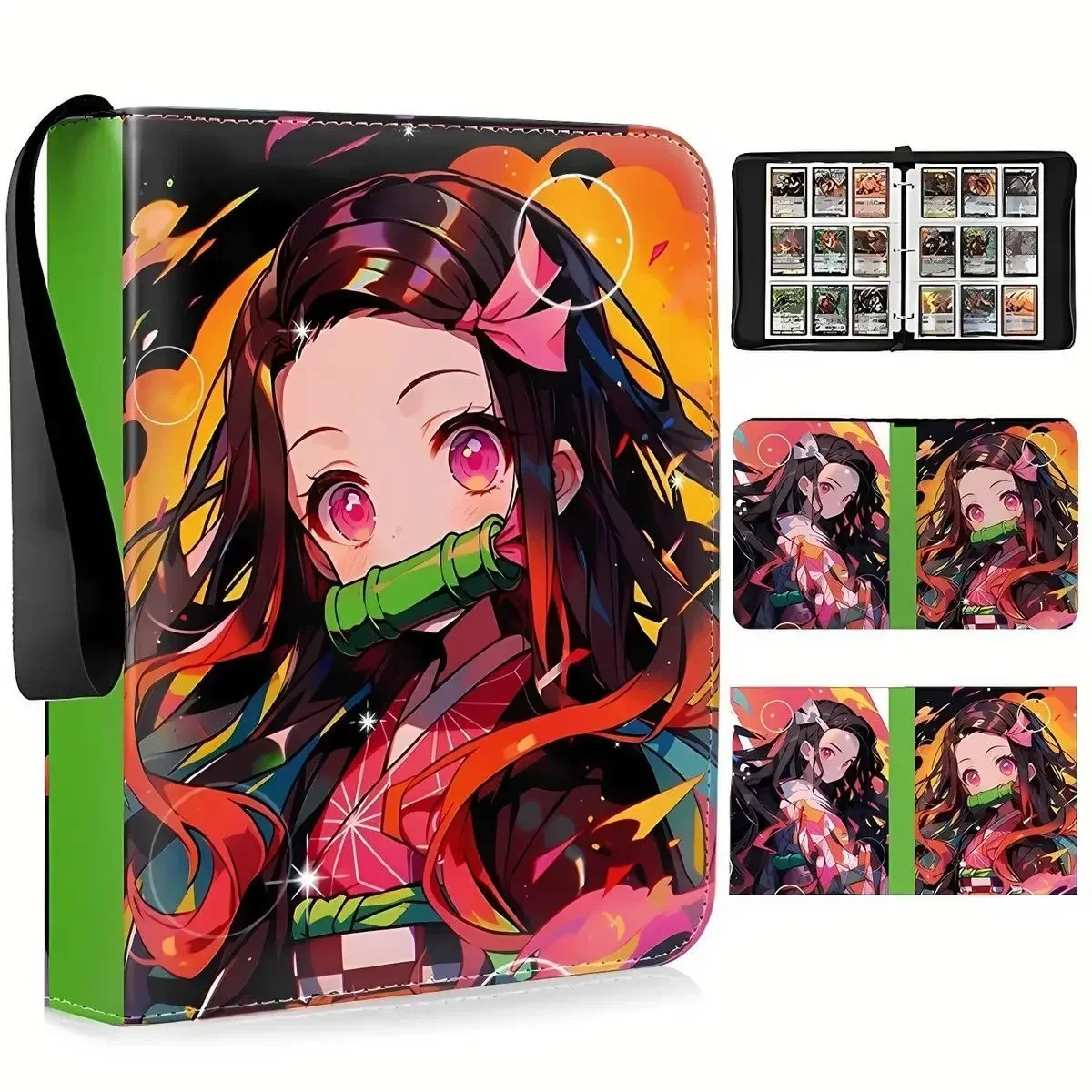 Album de cartes de collection Demon Slayer Anime pour enfants, Tanjirou, Nezuko, fermeture éclair, support de classeur de cartes de jeu, cadeaux de jouets, livre, 400 pièces, 900 pièces