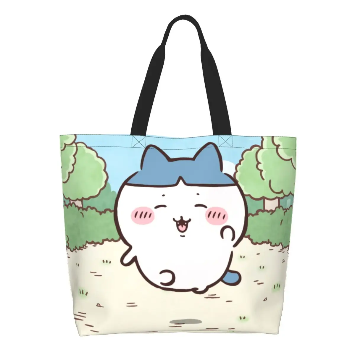 Custom Cute Cartoon Chiikawa Anime Canvas Shopping Bag Women Portable Large Capacity Grocery Popular Manga Tote Shopper Bags