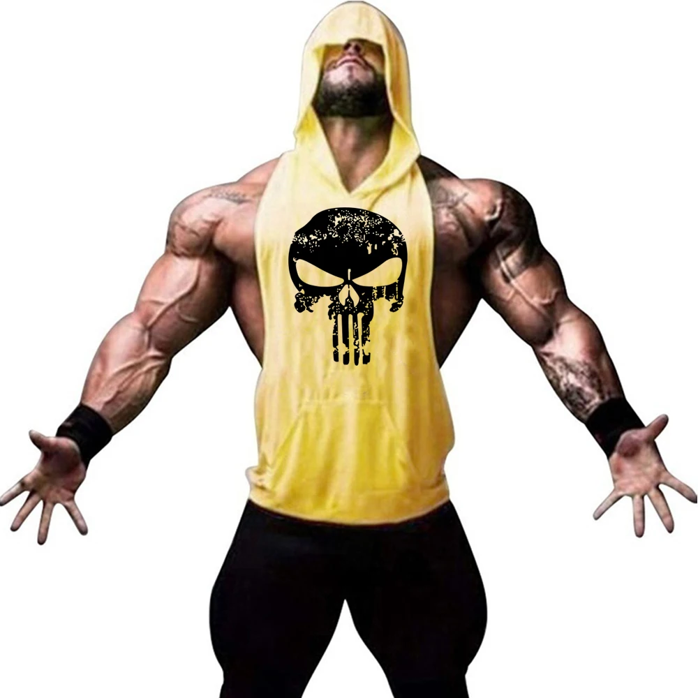 

Skull Fitness guys Gym Clothing Cotton Loose Training Singlets Bodybuilding Tank Top Mens Muscle Sleeveless T Shirt Sports Vest