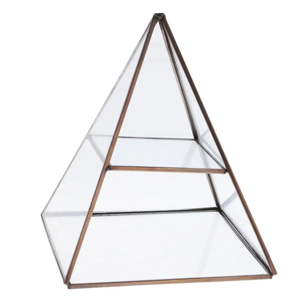 2 x Clear Glass Pyramid Tiered Jewelry Display Box Jewelry Organizer