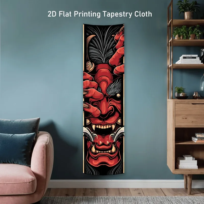 Japanese Yokai Hannya  Vertical Tapestry Wall Decoration Red & Black  Art Tapestry For Living Room Bedroom Home Decor
