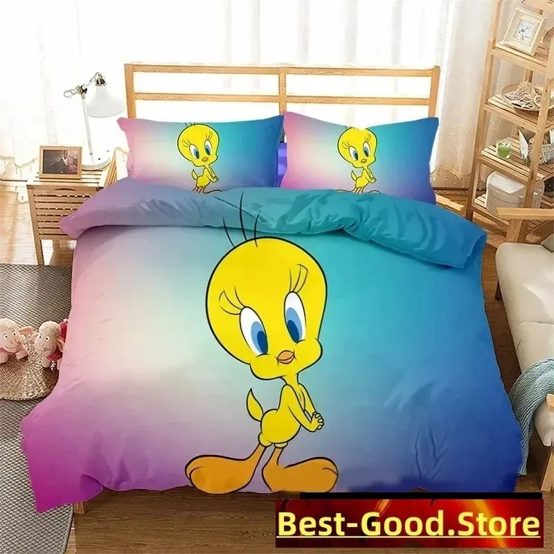 3d impressão moda dos desenhos animados tweetys pássaro conjunto de cama meninos meninas gêmeo rainha king size capa edredão fronha cama meninos adulto quarto