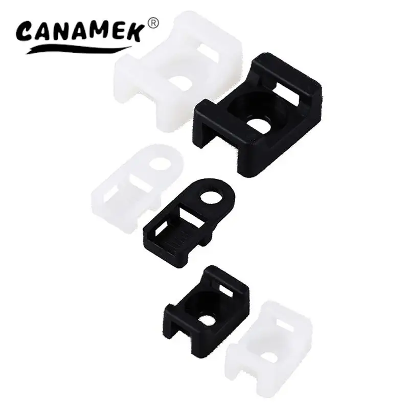 Fio plástico cabo Zip Tie parafuso, Fixação Mount Base Holder, 100pcs