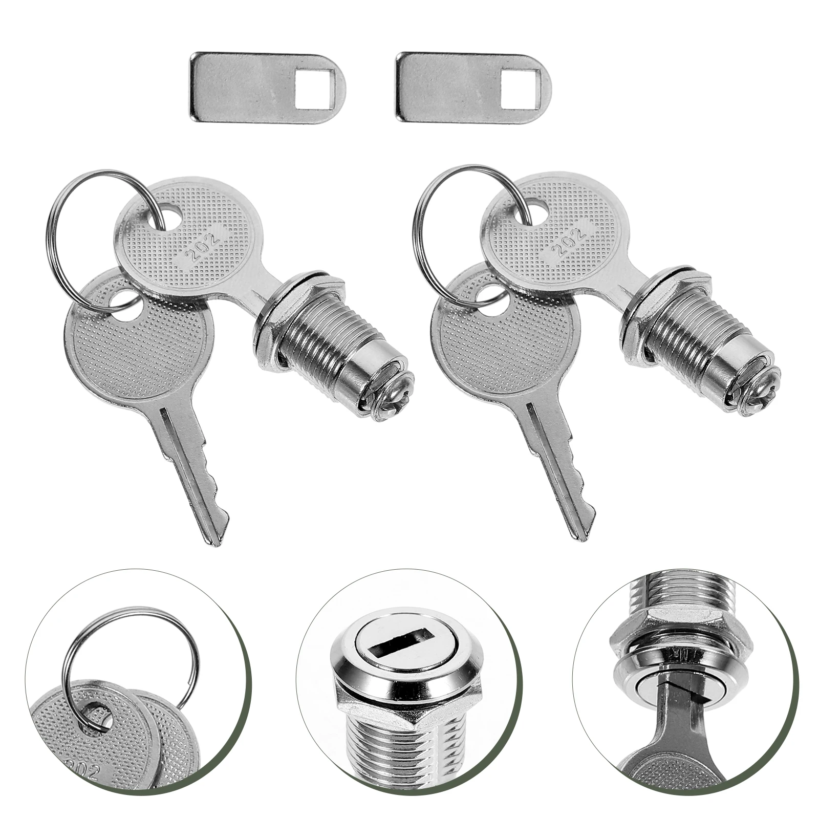 

2 Sets Cabinet Locks 12mm Zinc Alloy Tubular Keyed RV Compartment File Box ATM Server Electrical Sturdy